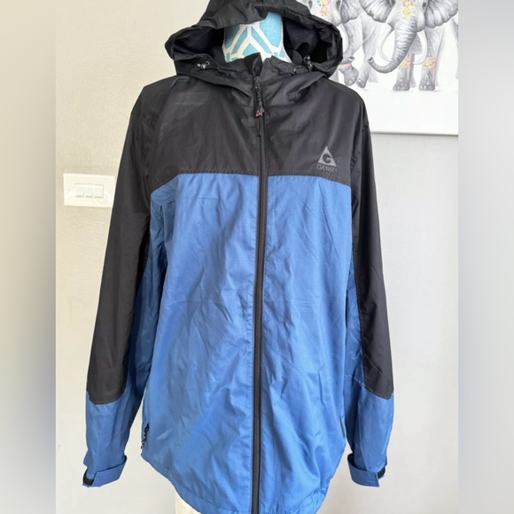 Gerry Jacket Windbreaker Size XL Blue Black Hooded Nylon 1319583 - Picture 1 of 5
